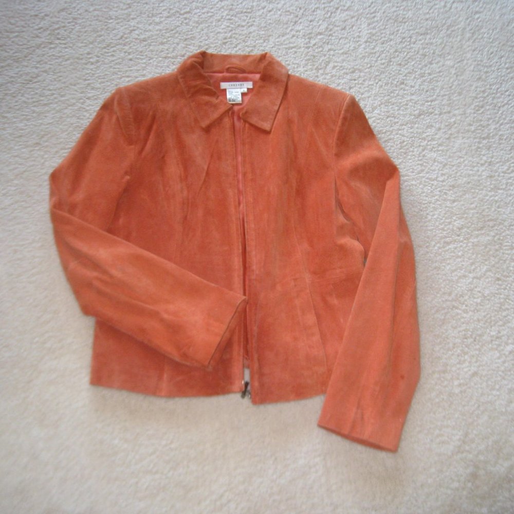 Peach suede short jacket